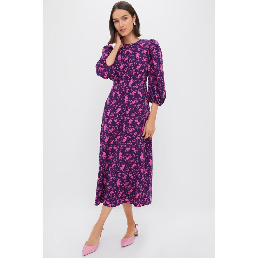 HYACINTH HOUSE Navy & Fuchsia Floral Norma Maxi Dress Size M NWT